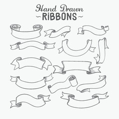 Vintage vector ribbon and label set collection for decoration and design