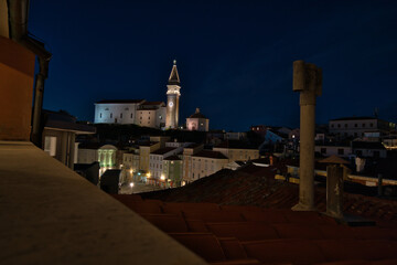 piran church at night