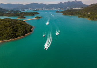 Obraz premium Speedboat at Sai kung