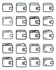 Obraz premium Collection of various wallet icons depicting finance and spending