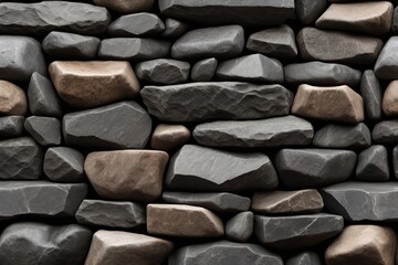 stacked dark stone wall isolated