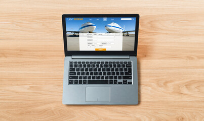 Fototapeta premium Online flight booking website provide modish reservation system . Travel technology concept .