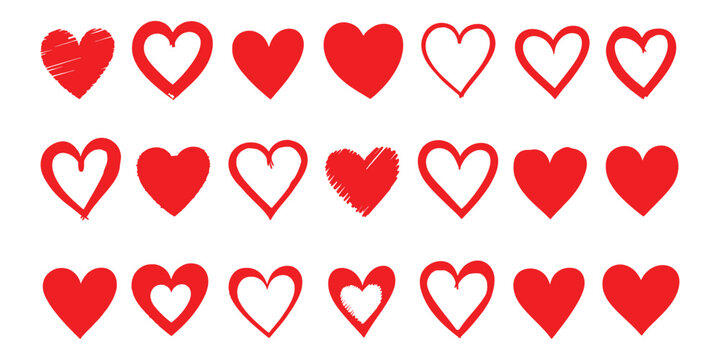 Collection of red heart shapes vector EPS icon
