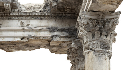 Ancient stone architectural detail with ornate carvings and weathered texture architecture