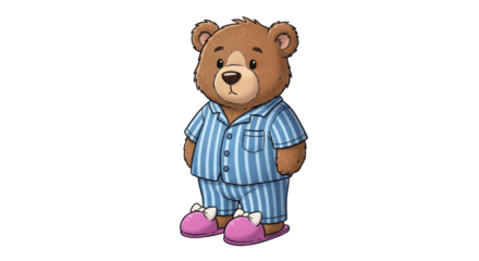 Cartoon bear in pajamas isolated on white background