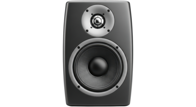 Studio monitor speaker isolated on white professional audio equipment for music production and sound engineering applications