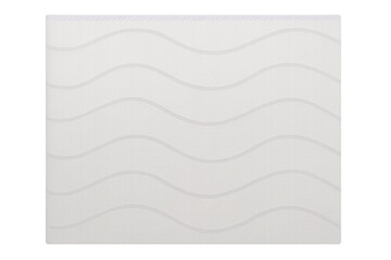 Isolated white mattress with abstract wavy pattern for ergonomic support and comfortable sleep, top view