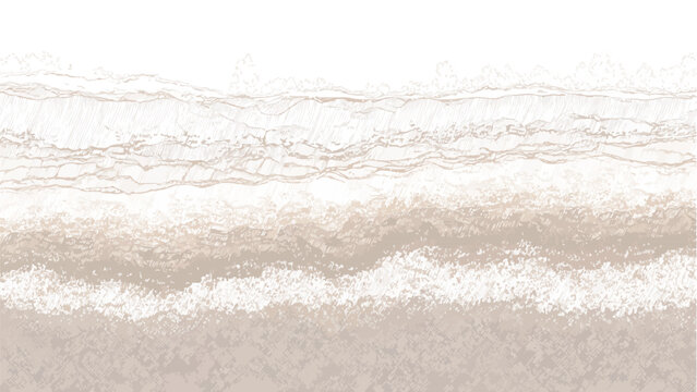 Abstract textured horizontal bands of beige and white resembling ocean waves and foam vector
