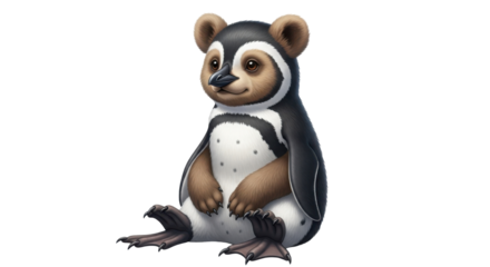 Cute bear penguin hybrid animal concept on white background