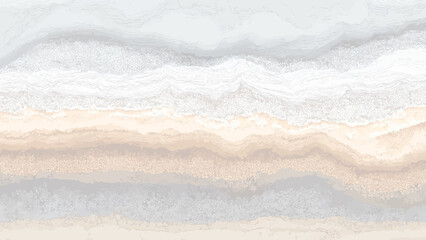 Abstract aerial view of ocean waves and sandy beach in muted pastel tones vector