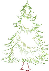 Obraz premium christmas tree illustration hand drawn
