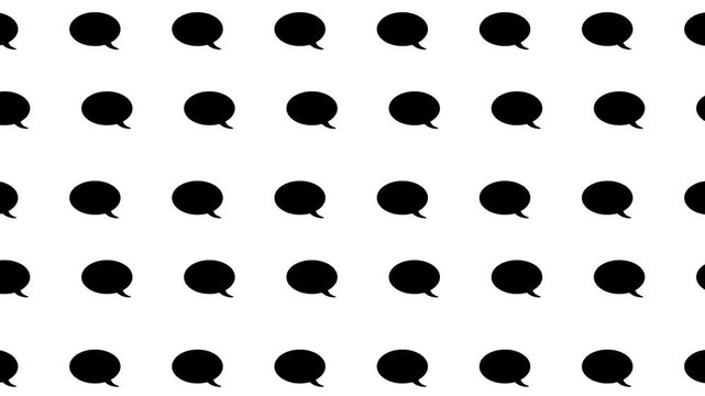 Abstract vector pattern composed of multiple black speech bubble symbols on a pristine white backdrop, conveying themes of conversation, messaging, and user interaction - Powered by Adobe