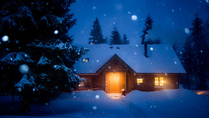 Winter-Cottage-Christmas-Night-Scene