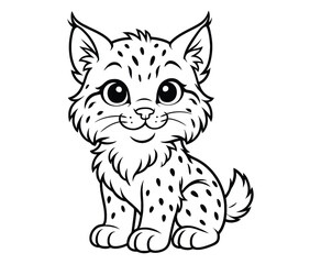 Cute Cartoon Lynx with Adorable Features and Playful Design Drawn in Vector Style