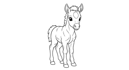 Fototapeta premium Donkey – Foal - A foal donkey in its natural environment, highlighting its appearance, early development, and typical behavior. 
