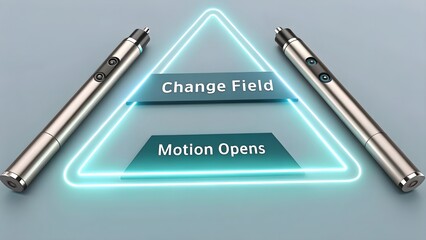 Abstract Digital Data Interface with Neon Triangle and Rods