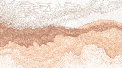 Abstract flowing lines forming layered landscape in muted earth tones background texture