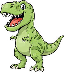 Naklejka premium Cartoon dinosaur vector, tyrannosaurus rex dinosaur vector, cute dinosaurs icon, dinosaur set with T-Rex, vector illustration