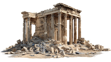 Ancient stone temple ruins with weathered columns and debris ancient ruins classical architecture