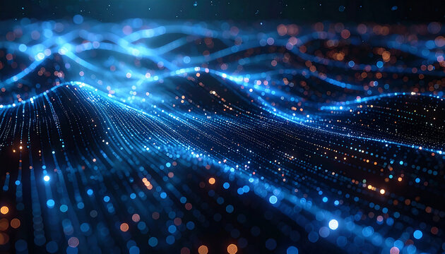 Digital Data Streams: A visualization of digital data streams, pulsating with vibrant light and representing the flow of information in a network. - Powered by Adobe