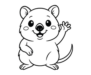 Cute Quokka Cartoon Vector Illustration Waving Hand Happy Expression