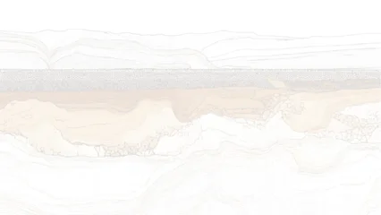 Fotobehang Beren Abstract layered geological strata with textured rock formations and flowing lines background  © Towhidul