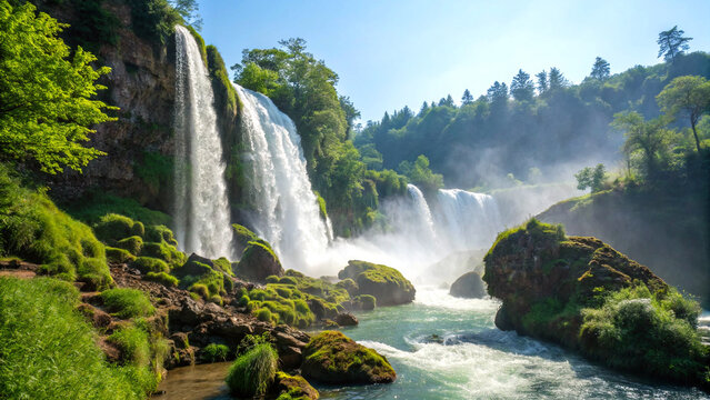 Majestic waterfall cascade