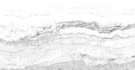 Naklejka premium Black and white abstract pattern of layered geological strata and rock textures background