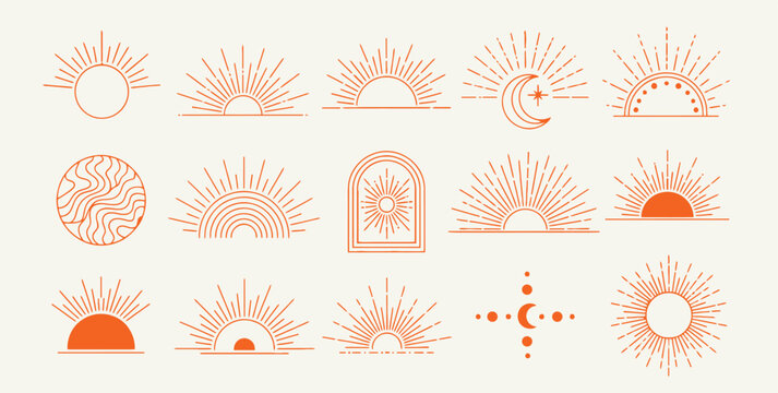 Boho style arches and frames with floral and celestial elements collection - Powered by Adobe