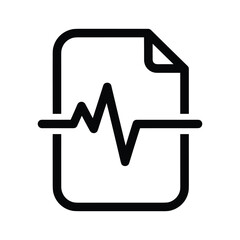 Medical chart icon showing a heartbeat line on a document, isolated on