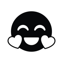 Happy face emoji with hearts on cheeks, isolated on