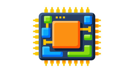 Colorful Microchip Illustration - Technology and Innovation Concept.