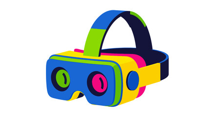 Colorful virtual reality headset isolated on a white background.