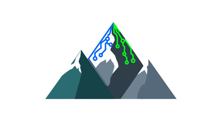 Digital Mountain Peak - Technology and Innovation Concept.