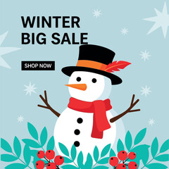 Winter Big Sale Snowman Promotion Design