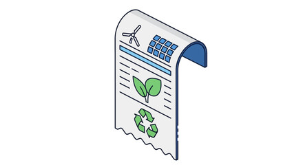 Eco-Friendly Energy Bill Illustrating Renewable Resources and Sustainability.
