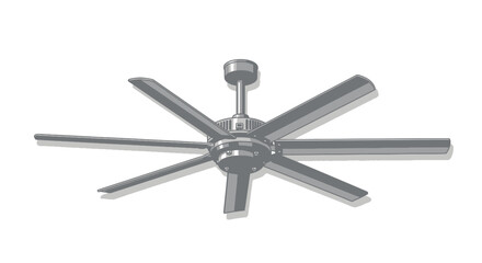 Ceiling fan with multiple blades is shown against a white background.