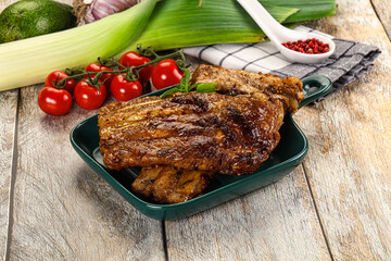 Tasty roasted pork ribs with spices