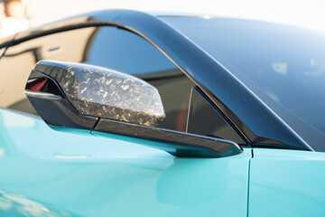 rearview mirror of a modern sports car