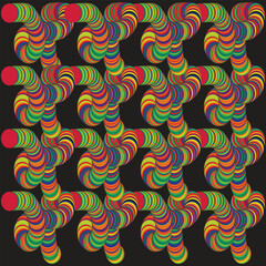 Colorful swirling abstract pattern with repetitive curved spiral shapes