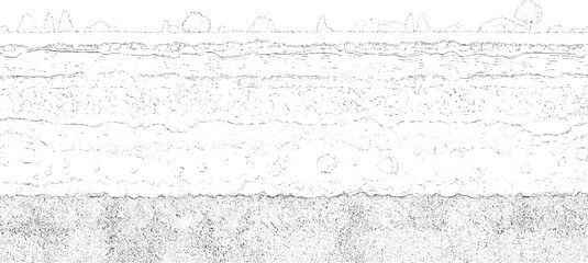Abstract layered landscape with textured ground and dotted sky layers