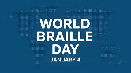 World Braille Day Banner , Blue Background, Global Map, Accessibility Awareness Design