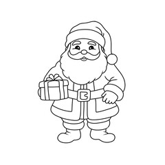 Children's coloring book with a Christmas theme, coloring book of Santa Claus bringing gifts
