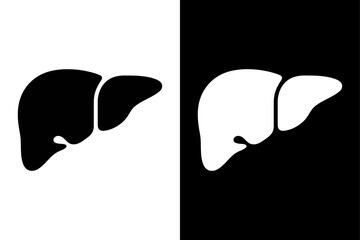 Human Liver Icon Vector. Black and White Liver Silhouette for Healthcare Graphics