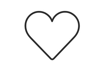 Simple linear heart shape used as a digital icon for liking, favorites, and romance