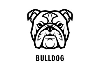 Striking bulldog head logo design with bold lines and strong character, perfect for branding initiatives