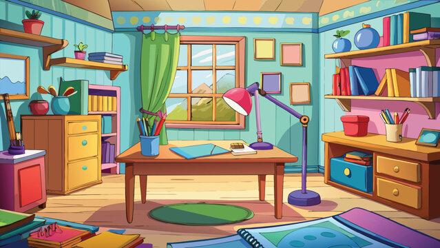 Modern cartoon interior of a city study nook vector illustration ai generated art