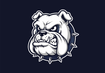 Powerful Bulldog Head Logo Illustration - Fierce Canine Mascot Design for Dynamic Branding and Identity