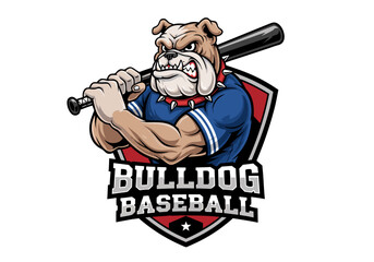 Vibrant sports bulldog logo illustration, an energetic mascot design for baseball teams and athletic branding