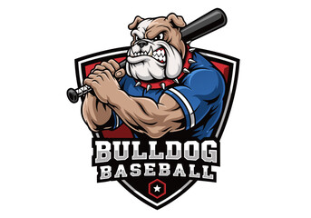 Powerful Bulldog Baseball Mascot Logo Design Illustrates Team Spirit and Athletic Brand Identity